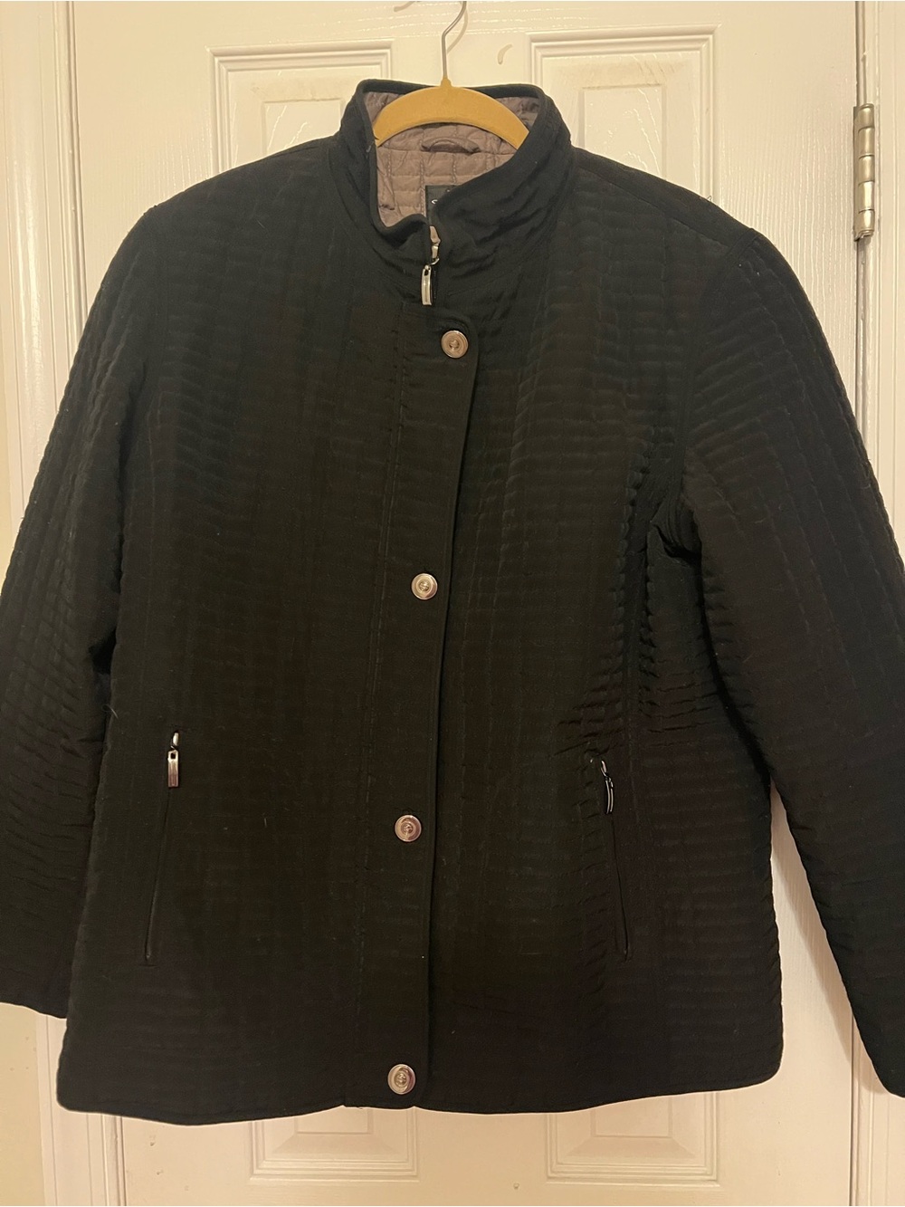Gallery Black Quilted Stand-Collar Jacket